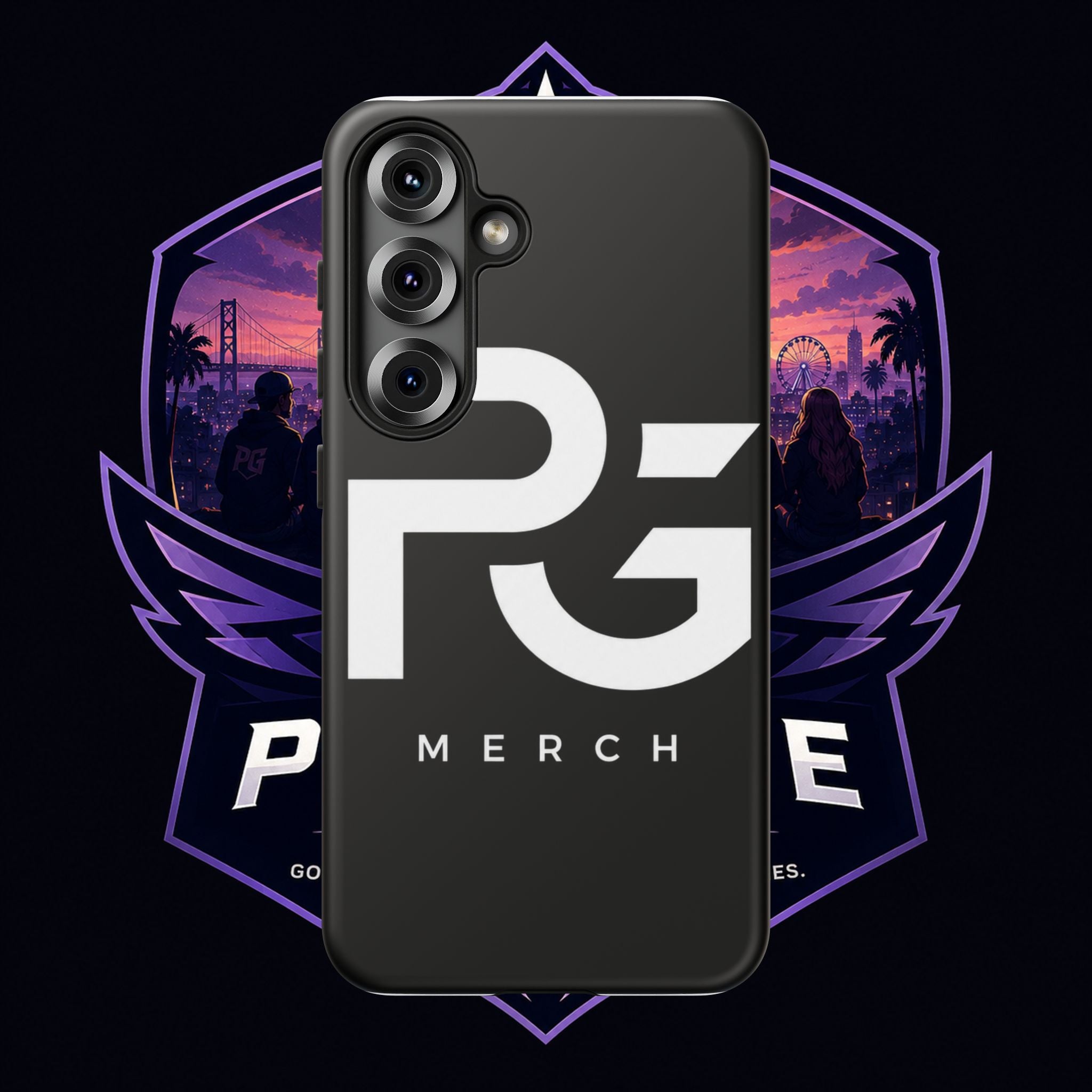 PG CUSTOMIZED RG Merch Tough Phone Case – Black Protective Phone Cover with Bold Logo