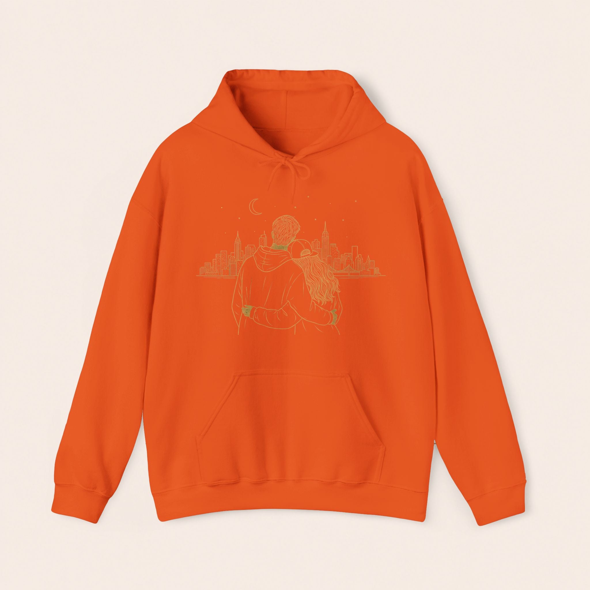 Couple Silhouette Hoodie – Romantic Cityscape 'Together' Pullover