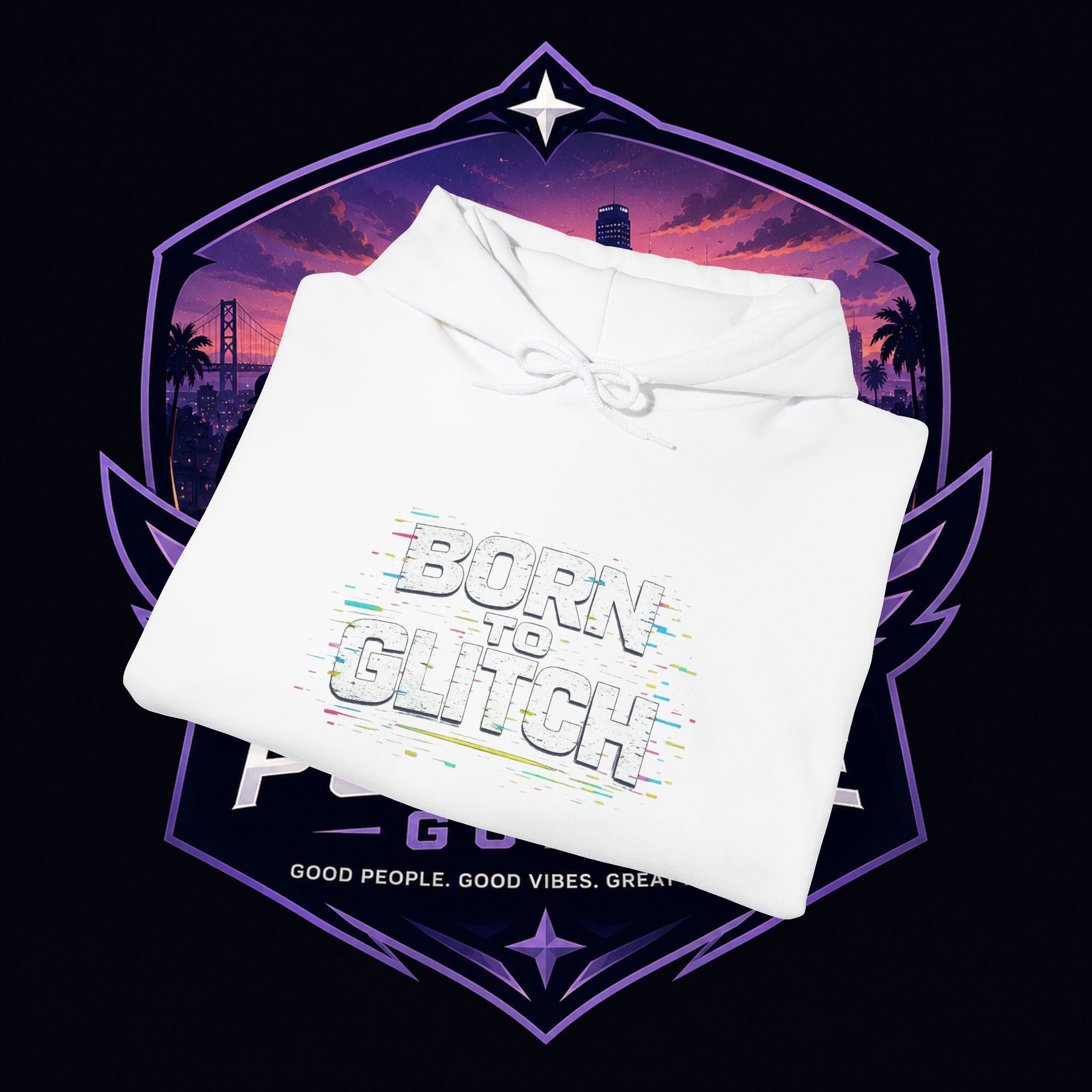 Born Glitch Hoodie — Retro Cyberpunk Vaporwave Graphic Sweatshirt
