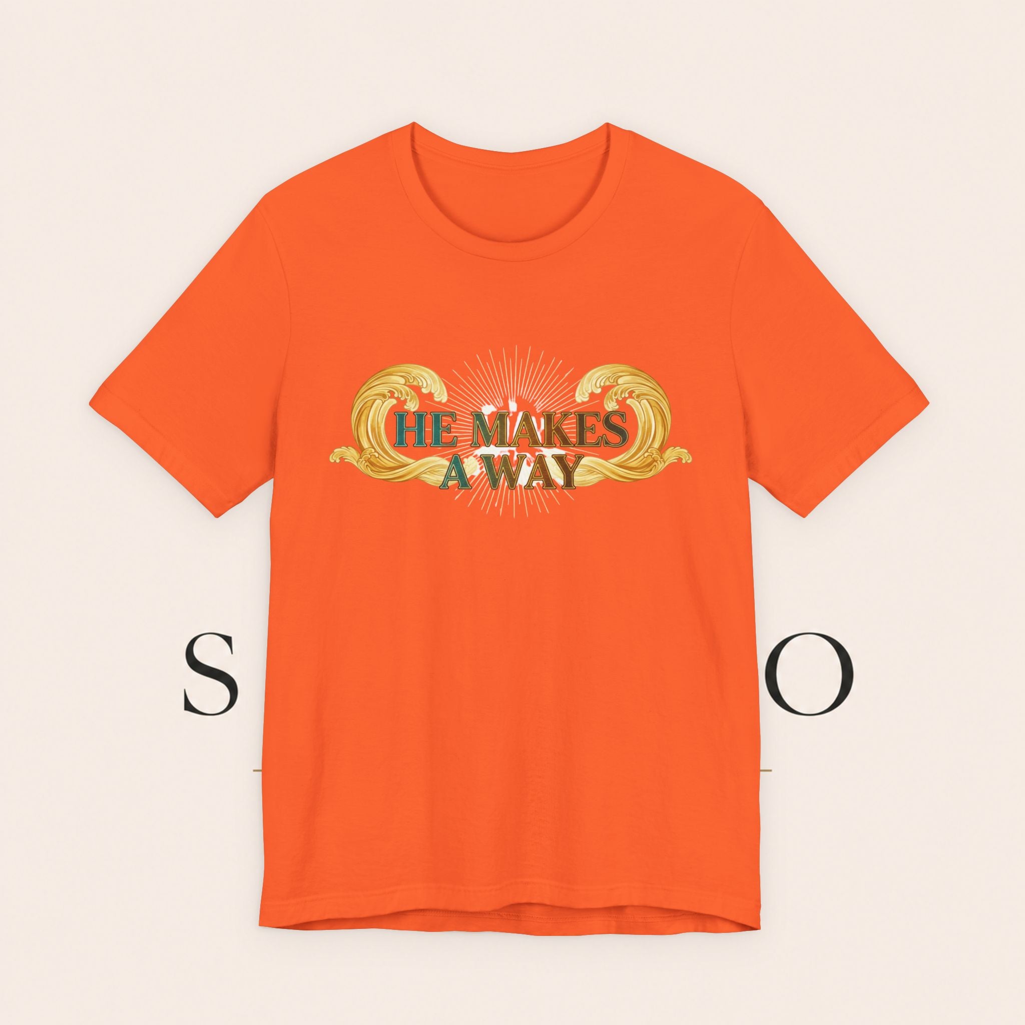 He Makes A Way T-Shirt — Faith Christian Tee with Parting Seas Back Graphic