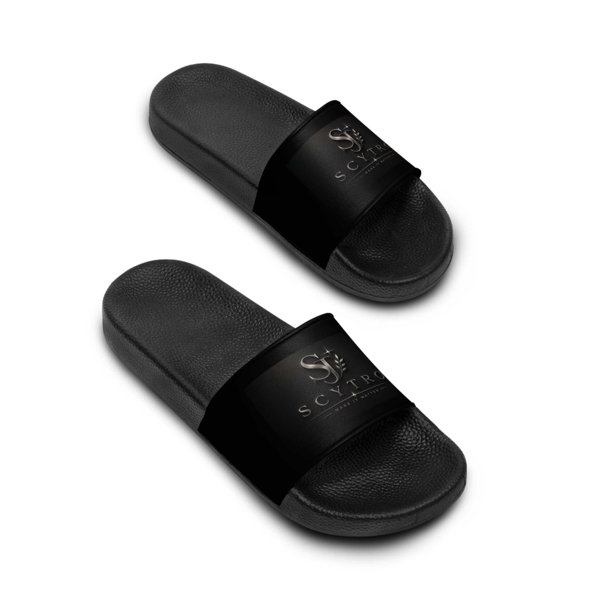 Black Logo Slide Sandals for Men — Casual Pool & Beach Slides