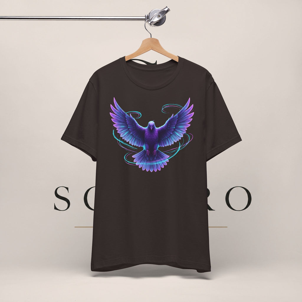Mystic Raven Tee — Purple Glowing Dove Graphic T-Shirt