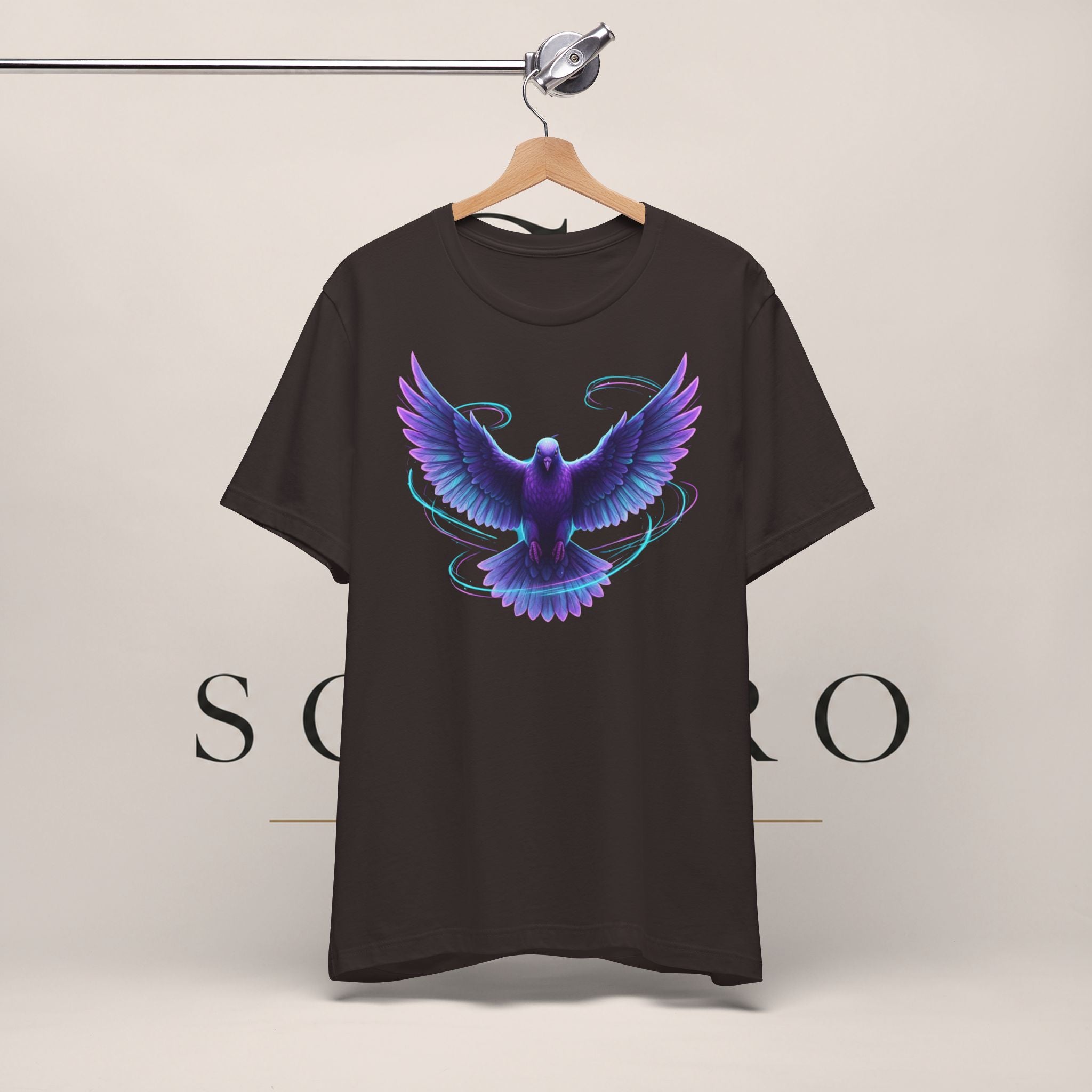 Mystic Raven Tee — Purple Glowing Dove Graphic T-Shirt