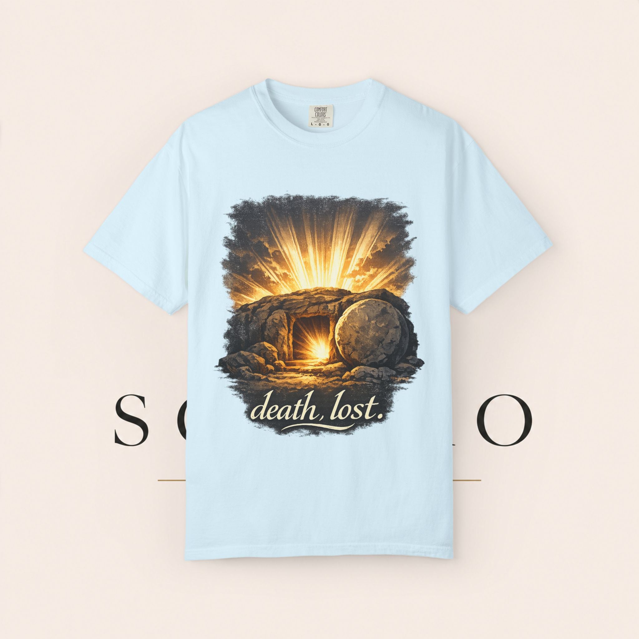 T-Shirt — Sunrise Tomb Graphic ‘death, lost.’ Memorial Tee