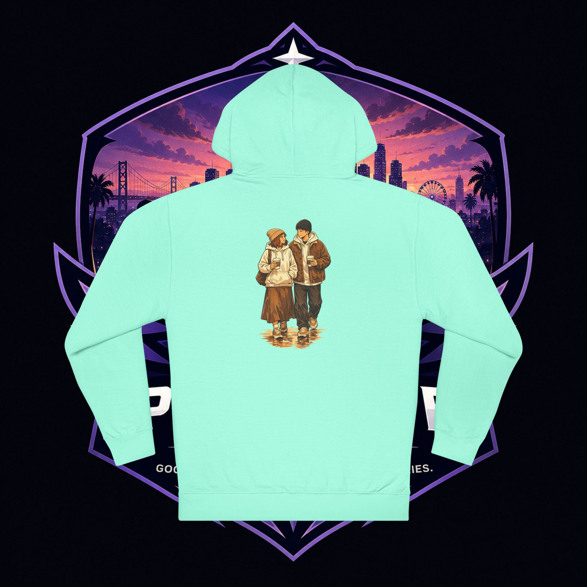 PG Vintage Winter Couple Hoodie – Nostalgic Cozy Graphic Pullover